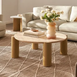 Online Albie Travertine Round Coffee Table Coffee Tables