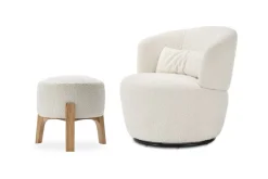 Hot Amber Bouclé Swivel Chair with Kit Bouclé Stool Armchairs And Accent Chairs|Living Room Sets