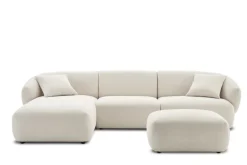 Online Auburn Performance Fabric Chaise Sectional Sofa with Ottoman Living Room Sets|Living Room Sets