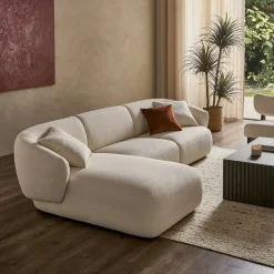 Online Auburn Performance Fabric Chaise Sectional Sofa with Ottoman Living Room Sets|Living Room Sets