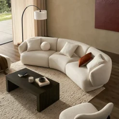 Clearance Auburn Performance Fabric Curve Sofa with Ottoman Living Room Sets|Living Room Sets