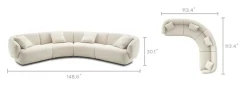 Sale Auburn Performance Fabric Curve L-Shape Sectional Sofa Sectional Sofas