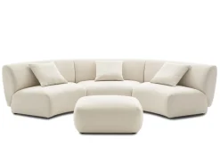 Hot Auburn Performance Fabric Armless Curve Sofa with Ottoman Living Room Sets|Living Room Sets