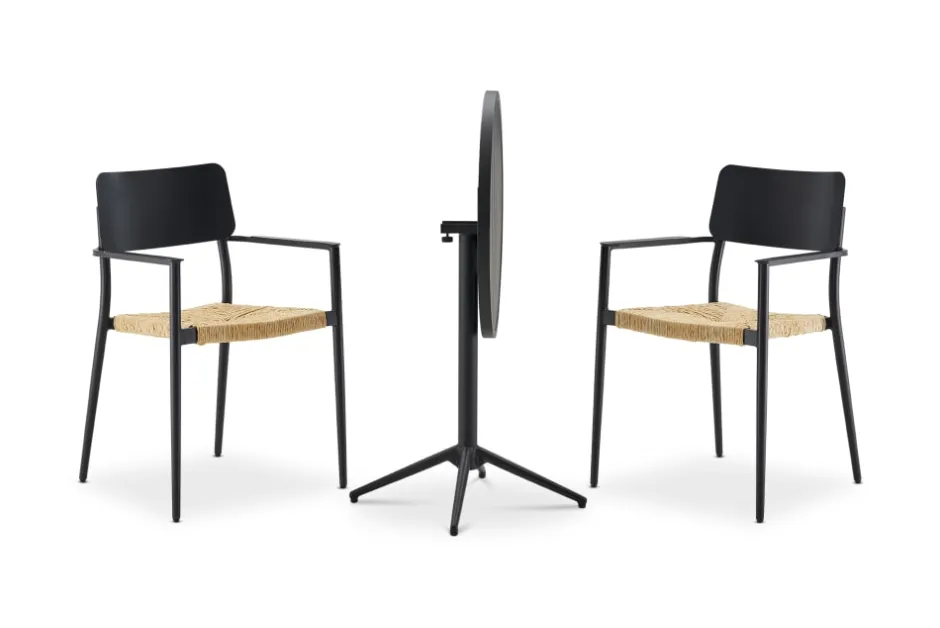 New Bistro Round Foldable Table with 2 Newport Chairs Set Small Outdoor Furniture|Outdoor Chairs & Bar Stools
