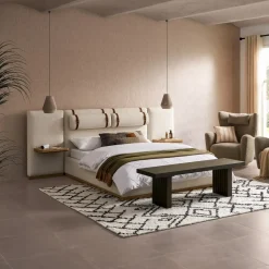 Discount Claude Performance Fabric Bed Small Bedroom Furniture|Beds & Bed Frames