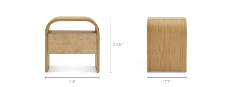 Clearance Crescent 1-Drawer Nightstand Small Bedroom Furniture|Nightstands & Bedside Tables