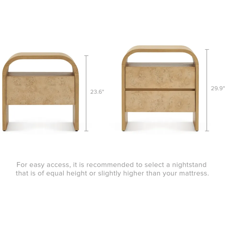 Clearance Crescent 1-Drawer Nightstand Small Bedroom Furniture|Nightstands & Bedside Tables