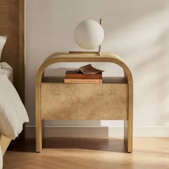 Clearance Crescent 1-Drawer Nightstand Small Bedroom Furniture|Nightstands & Bedside Tables