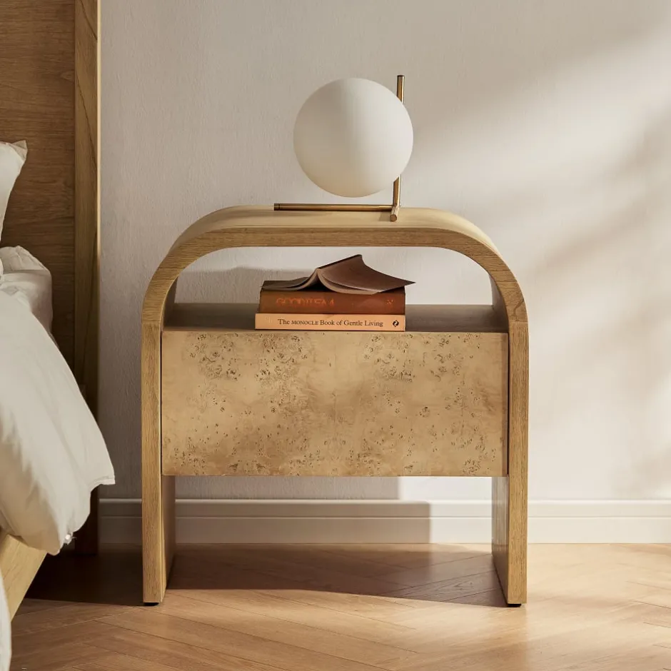 Clearance Crescent 1-Drawer Nightstand Small Bedroom Furniture|Nightstands & Bedside Tables