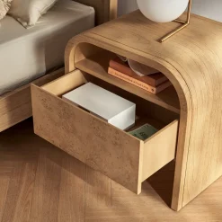 Clearance Crescent 1-Drawer Nightstand Small Bedroom Furniture|Nightstands & Bedside Tables