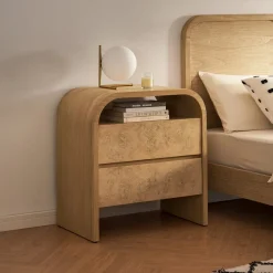 Best Crescent 2-Drawer Nightstand Small Bedroom Furniture|Nightstands & Bedside Tables
