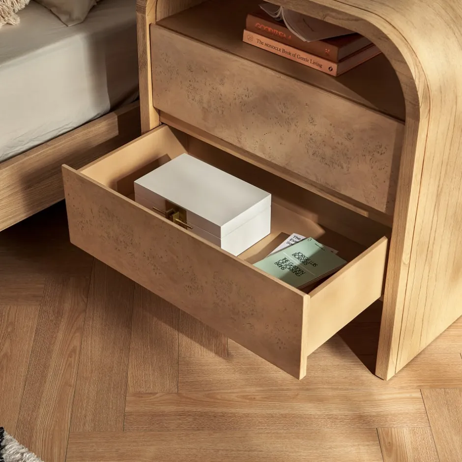 Best Crescent 2-Drawer Nightstand Small Bedroom Furniture|Nightstands & Bedside Tables