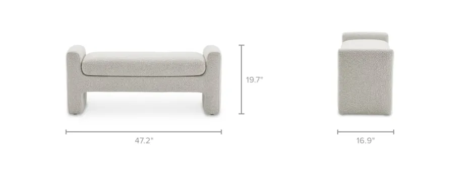 New Dakota Performance Bouclé Bench Bedroom Benches|Benches