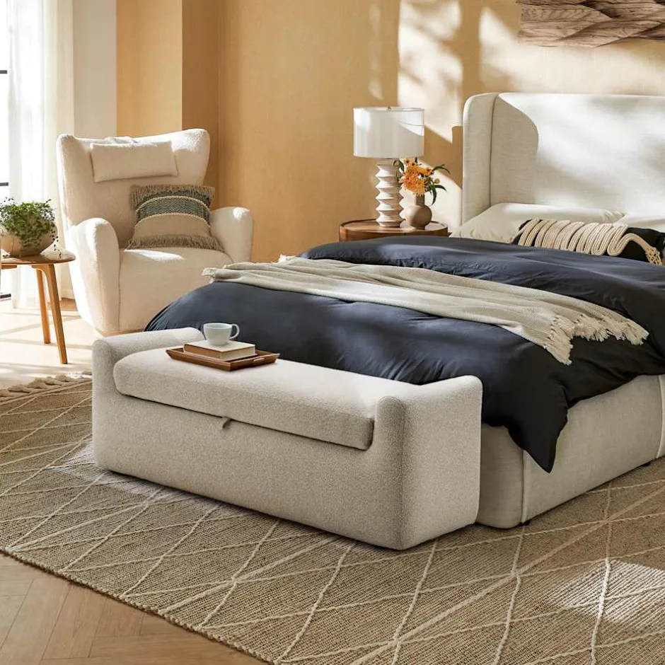 Sale Dakota Performance Bouclé Storage Bench Small Bedroom Furniture|Bedroom Benches