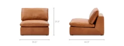 Discount Dawson Leather Armless Sofa Armchairs And Accent Chairs|Leather Sofas
