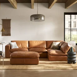 New Dawson Leather Large Ottoman Footstools, Ottomans & Poufs|Leather Sofas