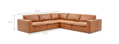 Outlet Dawson Leather L-Shape Sectional Sofa Leather Sofas|Sectional Sofas