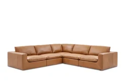 Outlet Dawson Leather L-Shape Sectional Sofa Leather Sofas|Sectional Sofas