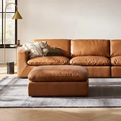 Best Dawson Leather Small Ottoman Footstools, Ottomans & Poufs|Leather Sofas