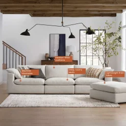 Best Dawson L-Shape Sectional Sofa with Ottoman Living Room Sets|Living Room Sets