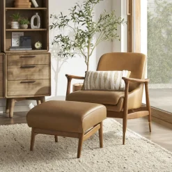 New Desmond Leather Ottoman Footstools, Ottomans & Poufs|Leather Sofas
