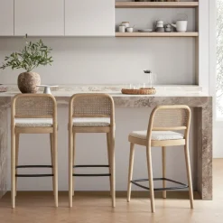 Discount Edith Cane Bar Stool, White Wash Stools & Bar Stools