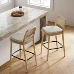 Discount Edith Cane Bar Stool, White Wash Stools & Bar Stools
