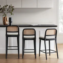 Hot Edith Cane Counter Stool, Black Small Dining Room Furniture|Stools & Bar Stools