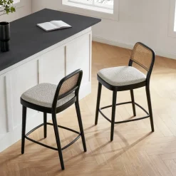 Hot Edith Cane Counter Stool, Black Small Dining Room Furniture|Stools & Bar Stools