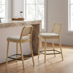 Sale Edith Cane Counter Stool, White Wash Stools & Bar Stools|Small Dining Room Furniture