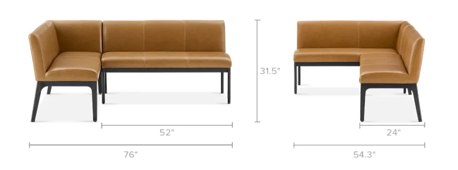 Outlet Elliot Leather L-Shape Banquette Benches|Small Dining Room Furniture