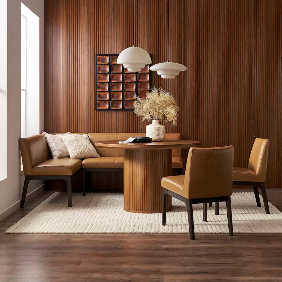 Outlet Elliot Leather L-Shape Banquette Benches|Small Dining Room Furniture