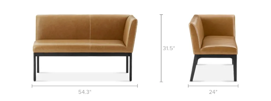 Outlet Elliot Leather Right Banquette Bench Benches|Small Dining Room Furniture