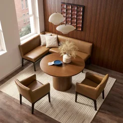 Outlet Elliot Leather Right Banquette Bench Benches|Small Dining Room Furniture