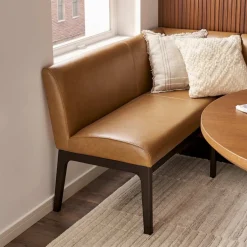 Outlet Elliot Leather Right Banquette Bench Benches|Small Dining Room Furniture