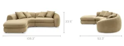 Online Fable Leather Single Arm Sectional Sofa Leather Sofas|Sectional Sofas