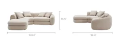 Outlet Fable Performance Fabric Single Arm Sectional Sofa Sectional Sofas