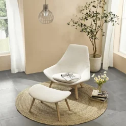 Online Gable Bouclé High Armchair & Ottoman Set Armchairs And Accent Chairs|Living Room Sets