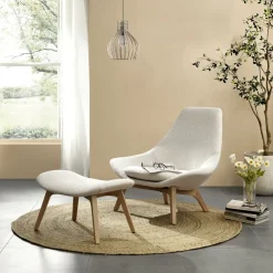 Online Gable Bouclé High Armchair & Ottoman Set Armchairs And Accent Chairs|Living Room Sets