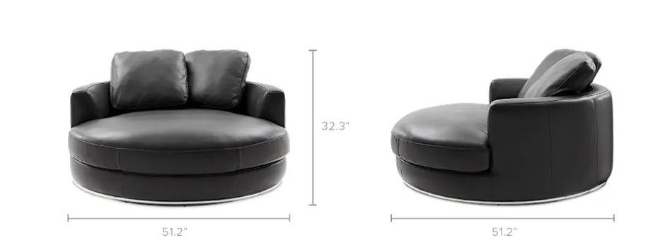 Outlet Hamilton Leather Round Swivel 1.5 Seater Armchair Armchairs And Accent Chairs