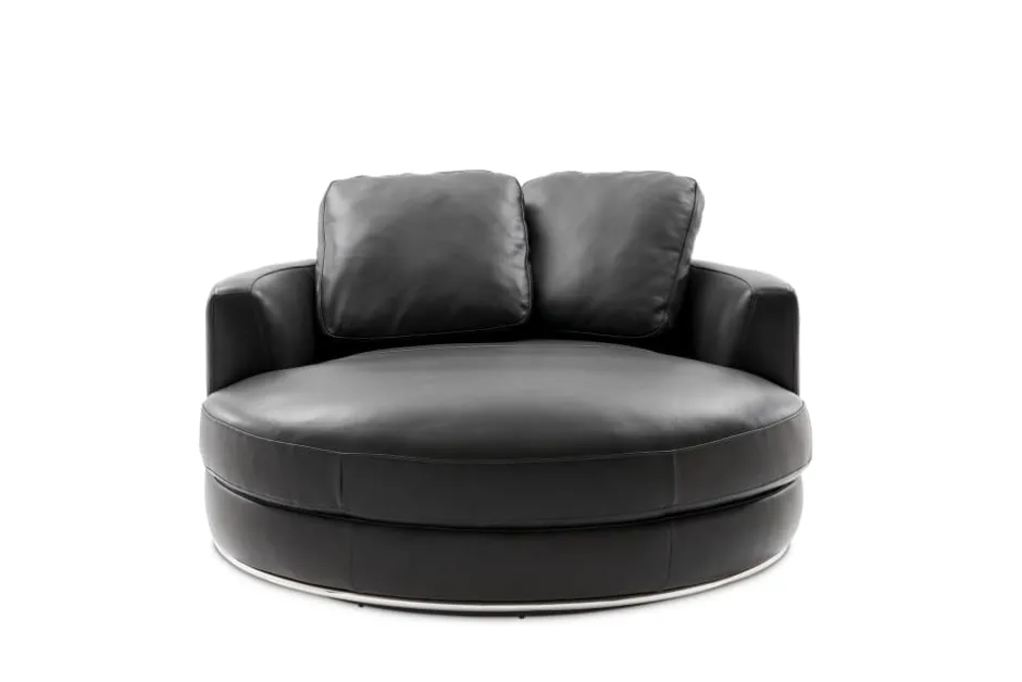 Outlet Hamilton Leather Round Swivel 1.5 Seater Armchair Armchairs And Accent Chairs