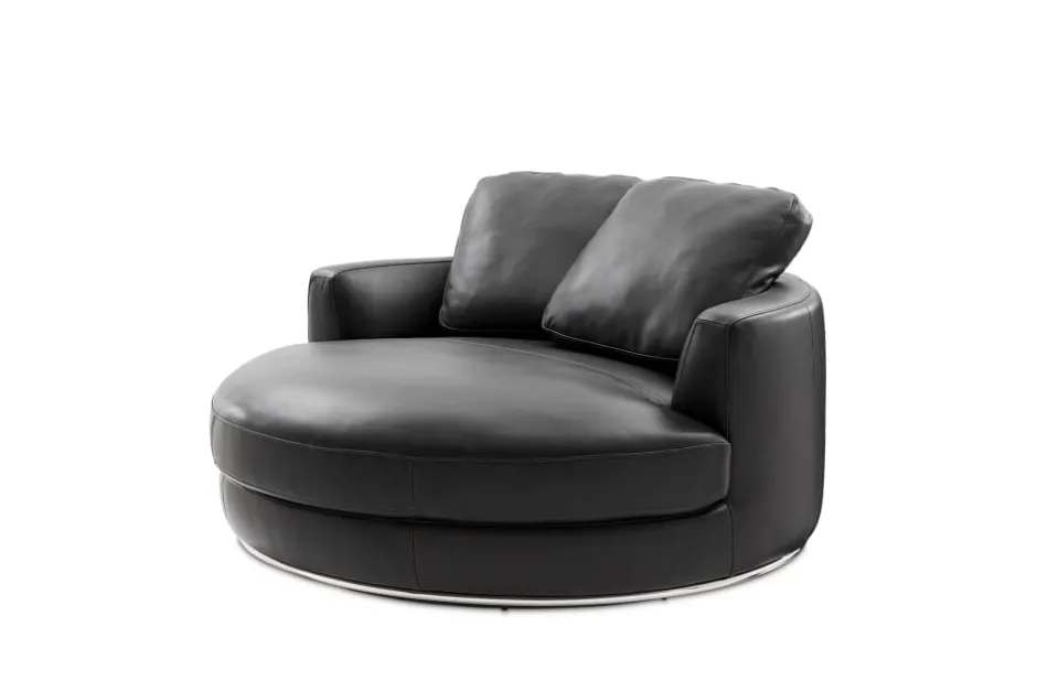 Outlet Hamilton Leather Round Swivel 1.5 Seater Armchair Armchairs And Accent Chairs