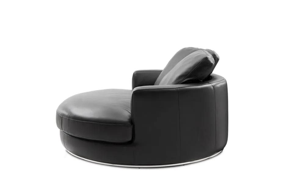 Outlet Hamilton Leather Round Swivel 1.5 Seater Armchair Armchairs And Accent Chairs