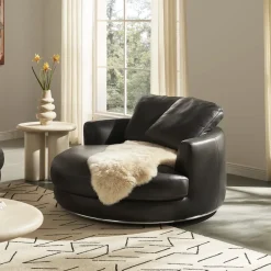 Outlet Hamilton Leather Round Swivel 1.5 Seater Armchair Armchairs And Accent Chairs
