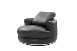 Sale Hamilton Leather Round Swivel Armchair Armchairs And Accent Chairs