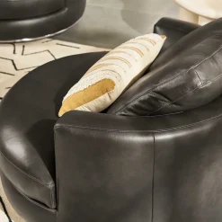 Sale Hamilton Leather Round Swivel Armchair Armchairs And Accent Chairs