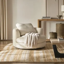Outlet Hamilton Round Performance Fabric Swivel Armchair Armchairs And Accent Chairs
