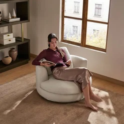 Outlet Hamilton Round Performance Fabric Swivel Armchair Armchairs And Accent Chairs
