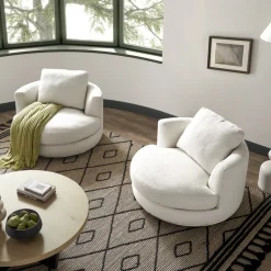 Outlet Hamilton Round Performance Fabric Swivel Armchair Armchairs And Accent Chairs