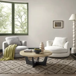 Outlet Hamilton Round Performance Fabric Swivel Armchair Armchairs And Accent Chairs